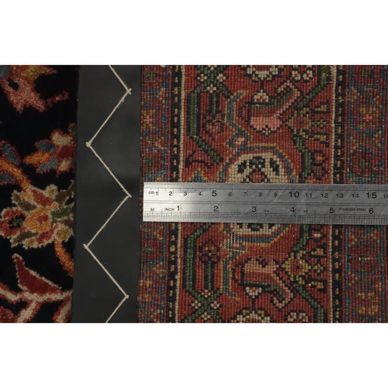 Hand Knotted Oriental 100% Wool Carpet Traditional Floral Navy Blue & Blues Sarouk Area Rug - 6' 7'' X 4' 2''