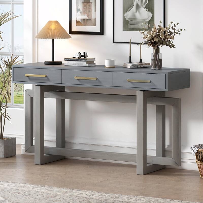 Elegant Extra Long Console Table with Three Drawers