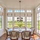 preview thumbnail 4 of 16, Modern Farmhouse 4-Light Drum Chandelier Wood Grain Lights for Dining Room - D15.5" x H76"