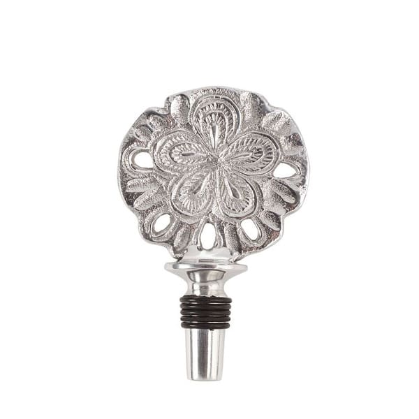 Mud Pie Silver Sand Dollar Wine Bottle Topper Stopper Aluminum 4.5