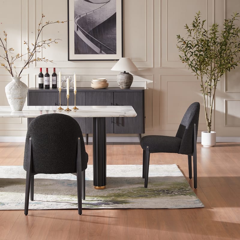 Morden Fort Upholstered Side Chair in White and Black (Set of 4)