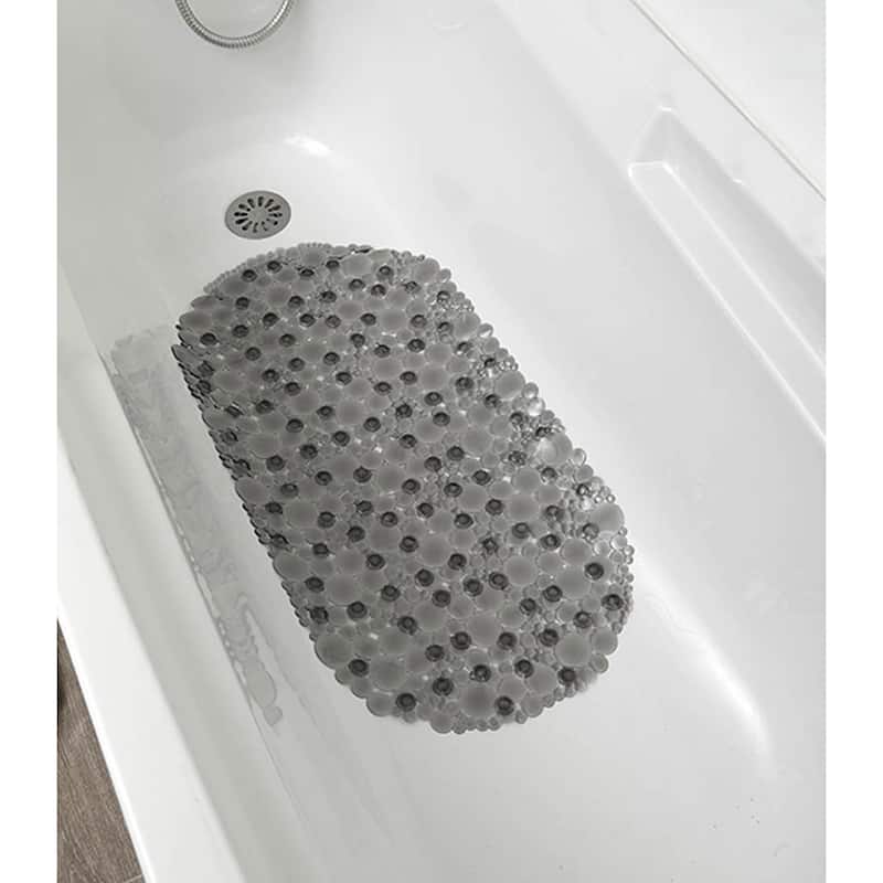 Bubbles Non-Slip Oval Bathtub Mat 28 L x 15 W - Clear Grey