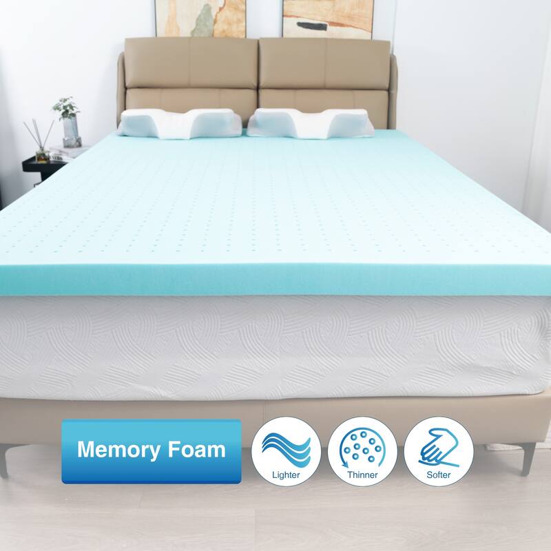 Blue Slow-Rebound Sponge Mattress with Mattress Cover