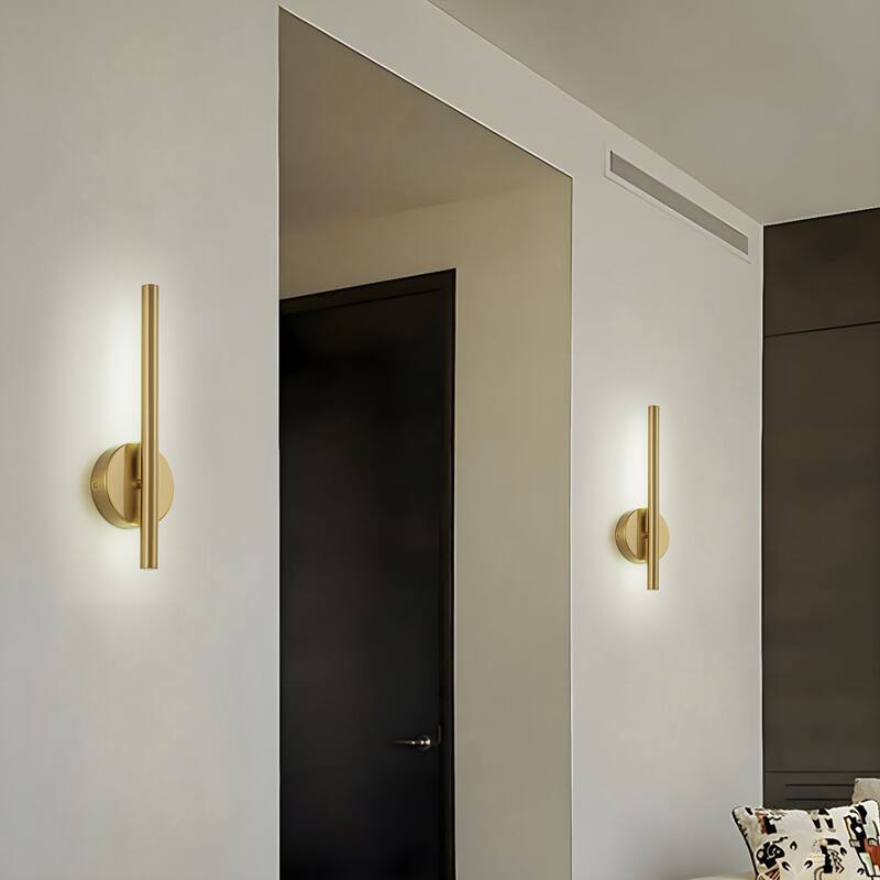 15.7 in. Modern Gold/Black Linear Bathroom Vanity Light Dimmable Integrated LED Wall Light