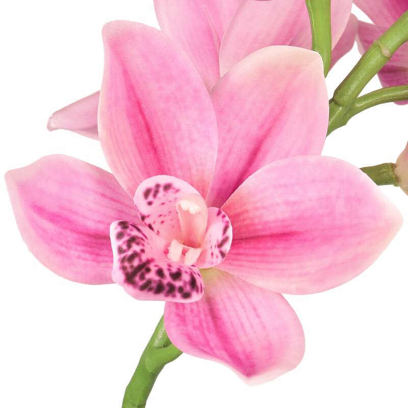 Set of 2 Large Fuchsia Pink Artificial Cymbidium Orchid Flower Stem Spray 31in - 31" L x 7" W x 7" DP