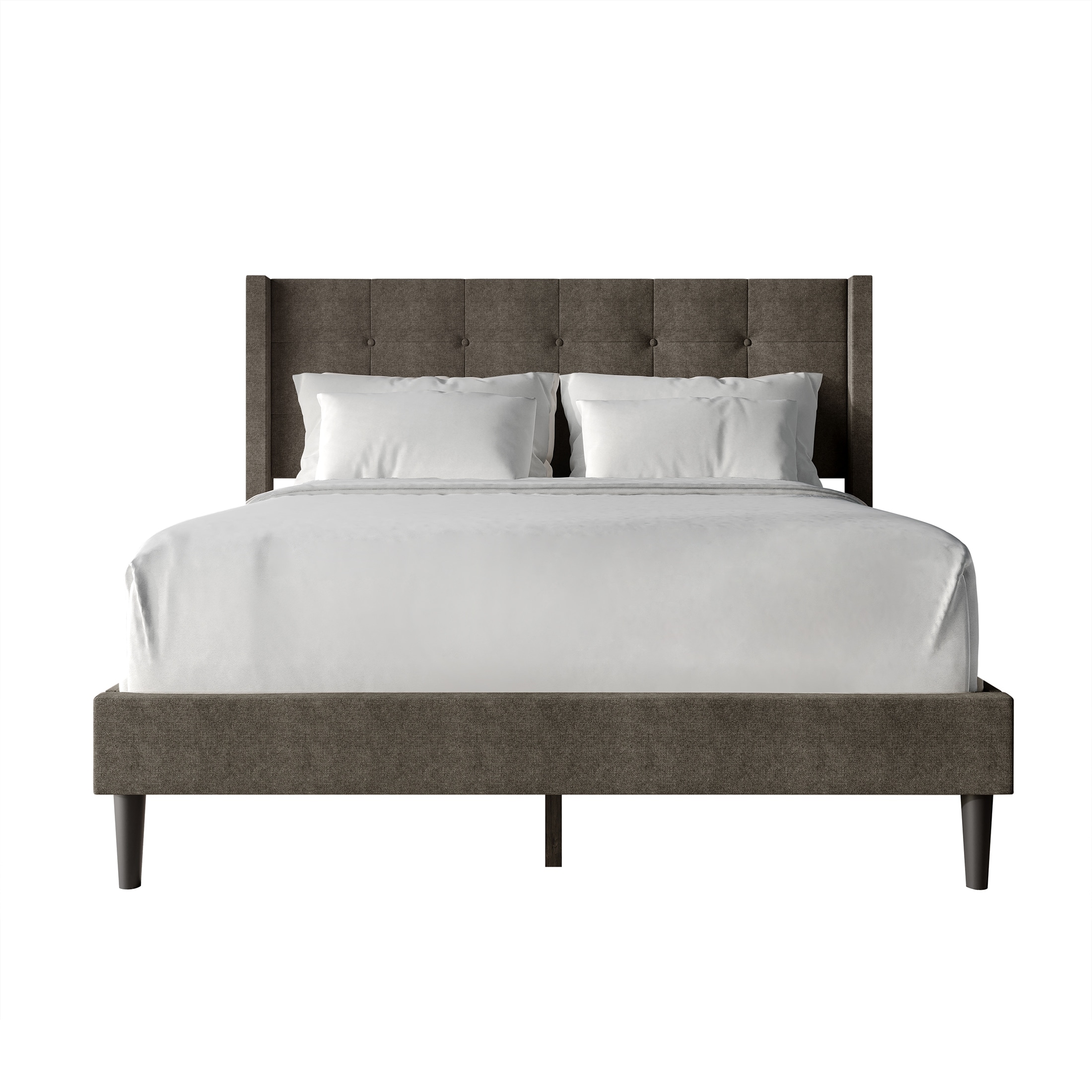CraftPorch Elegance Wingback Upholstered Linen Bed