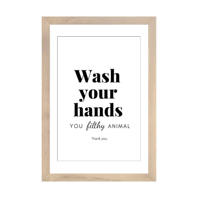 iCanvas "Wash Your Hands You Filthy Animal Bathroom" by Design Harvest - Natural - 32x24x1