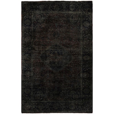 Overdyed One-of-a-Kind Hand-Knotted Area Rug - Black - 4' 2" x 6' 3"