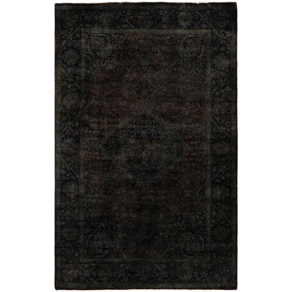 Overdyed One-of-a-Kind Hand-Knotted Area Rug - Black - 4' 2" x 6' 3"