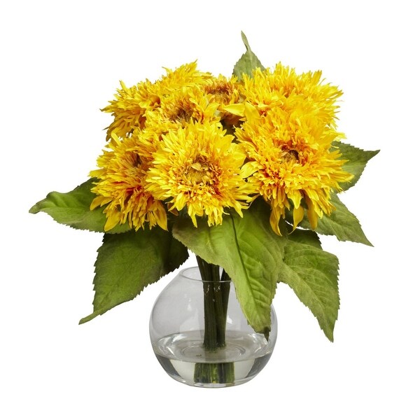 Nearly Natural Golden Sunflower Arrangement - Yellow