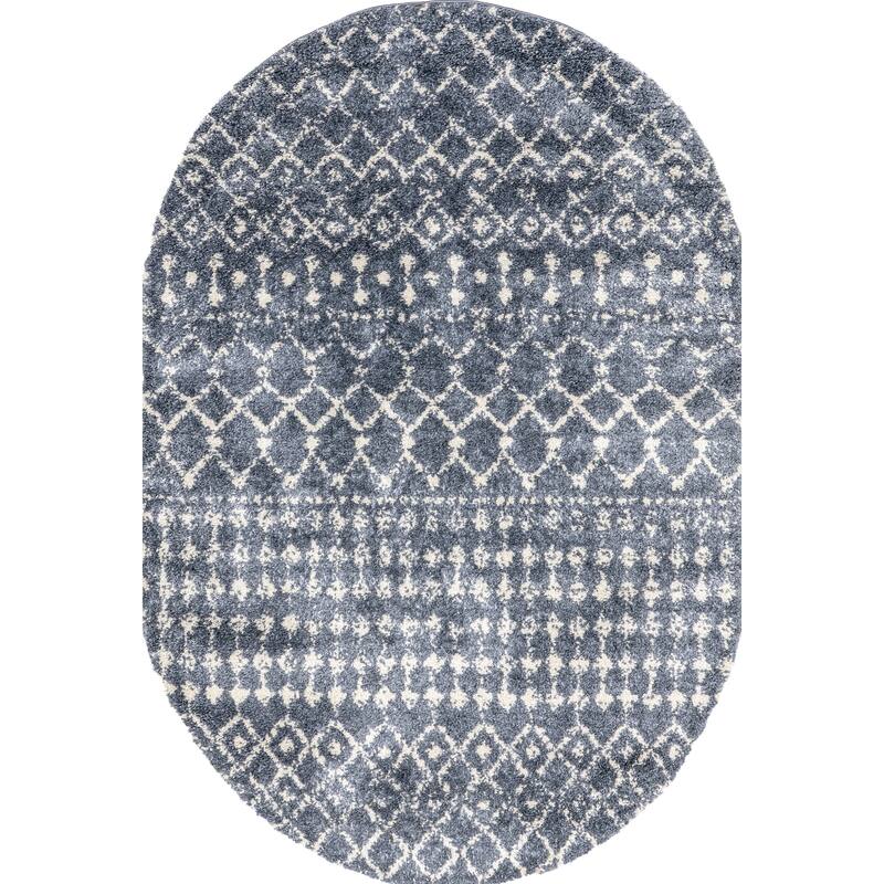 Nuloom Beige Geometric Moroccan Trellis Shag Rug
