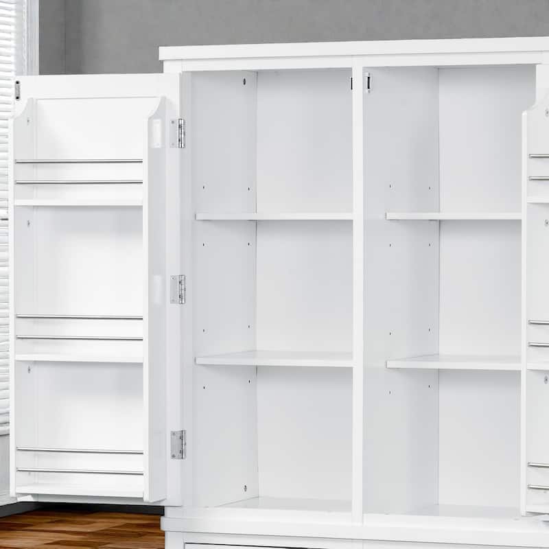 74.8 Inch Farmhouse Kitchen Pantry Cabinet, 53x20 Large Freestanding Storage with Drawers, Door Shelves and Pull-Out Trays