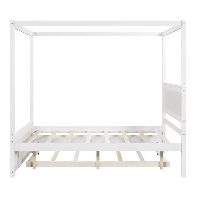 Canopy Platform Bed with Trundle, Support Slats