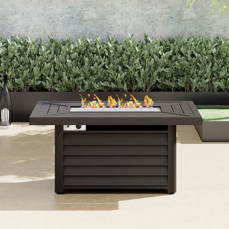 Corvus Wevok Rectangle Aluminum Propane Fire Pit Table