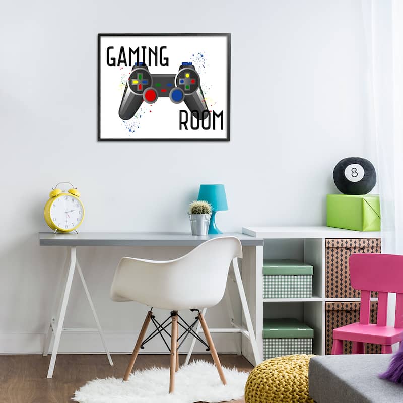 Stupell Gaming Room Modern Controller Framed Giclee Art Design By Kim Allen