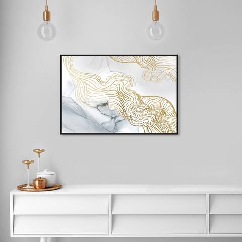 Oliver Gal 'Sublime Perception Light' Abstract Wall Art Framed Canvas Print Patterns - Gold, Blue