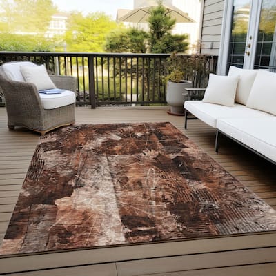 Machine Washable Indoor/ Outdoor Foilage Chantille Rug