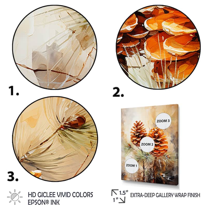 Designart "Spruce Pine Tree Forest IV" Tree Pine Wall Décor Brown - Traditional Canvas Wall Art For Home
