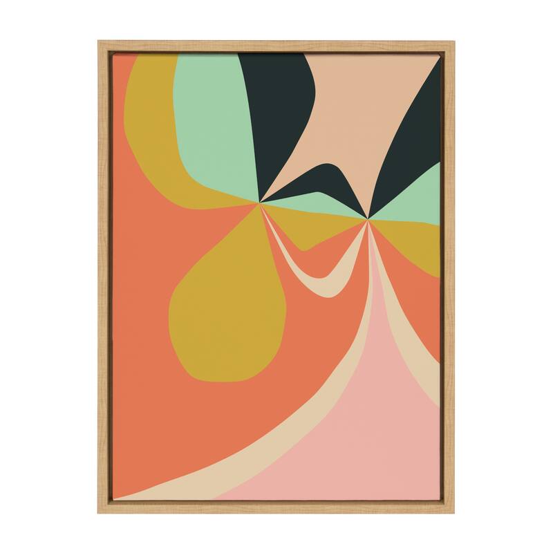 Kate and Laurel Sylvie Retro Floral 4 Framed Canvas by Alicia Bock
