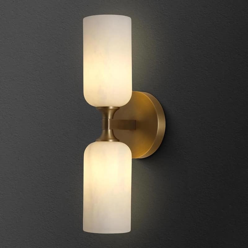 KAYLA 14 in. 2-Light Gold Modern Natural Alabaster Wall Sconce - Glod