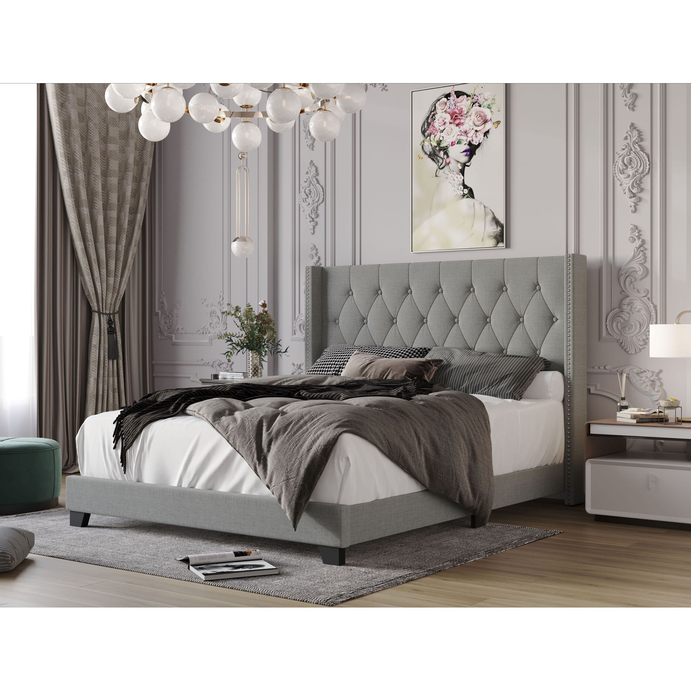 Brady Upholstered Tufted Wingback Panel Bed Bed Bath Beyond