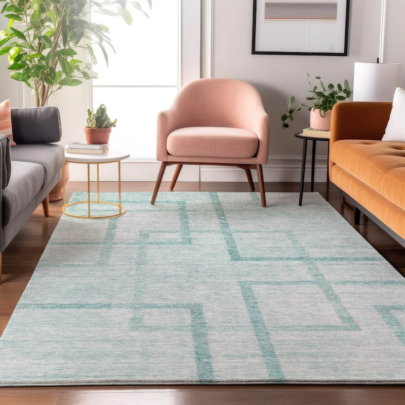 Premium Washable Super Soft Muted Modern Mayfield Rug - Teal - 9' x 12' - Rectangle