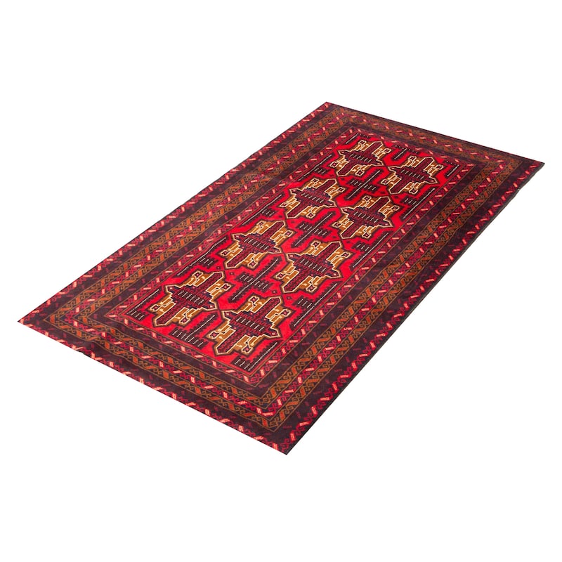 ECARPETGALLERY Hand-knotted Teimani Red Wool Rug - 3'8 x 6'9