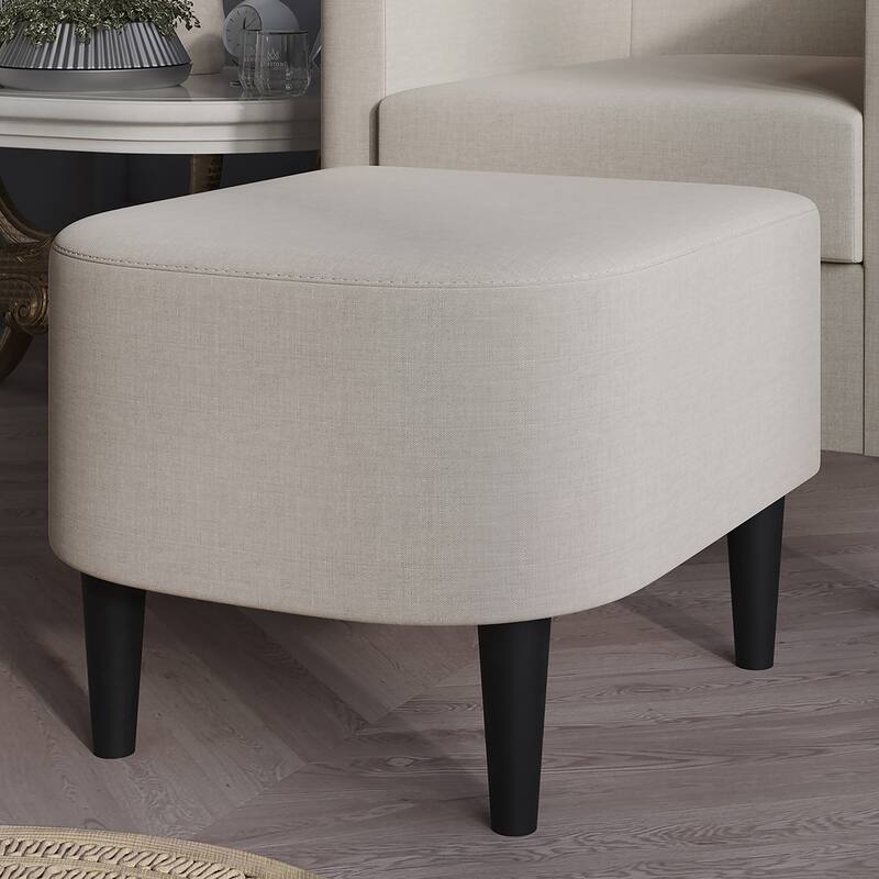 CraftPorch Contemporary Linen Upholstered Accent Chair with Ottoman