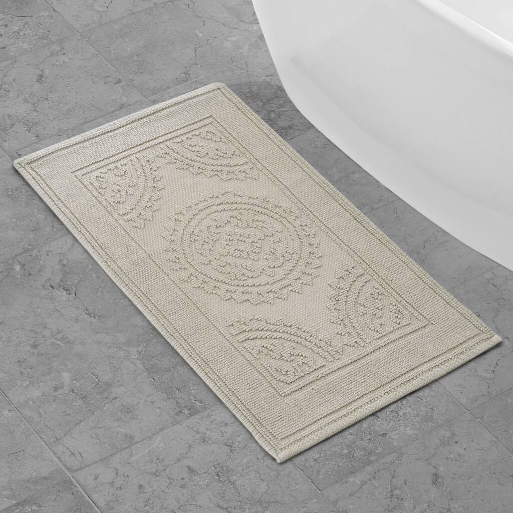 Jean Pierre Cotton Stonewash Medallion 21 x 34 in. Bath Rug
