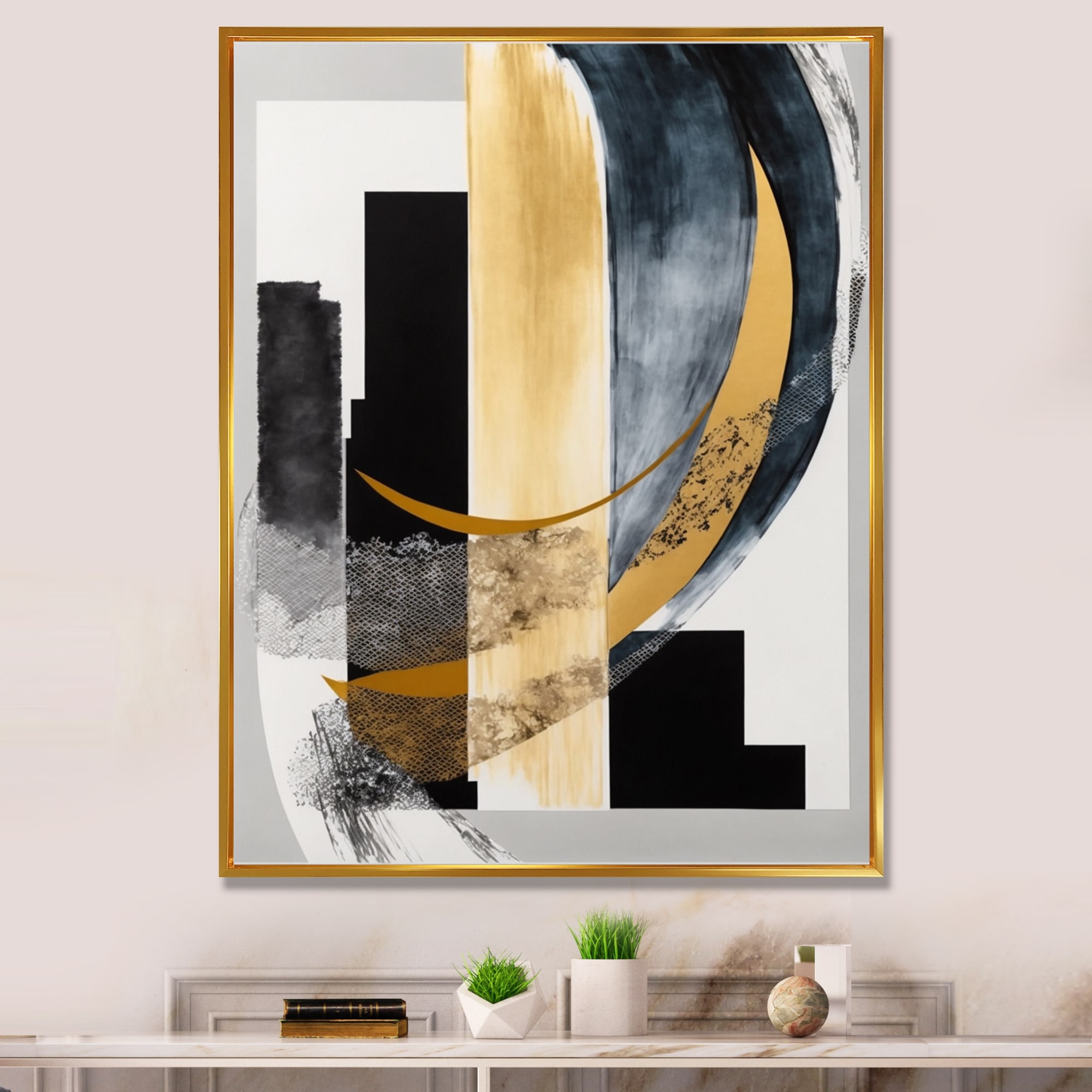 Designart "Glam Art Deco Abstract I" Modern Framed Canvas Art Print
