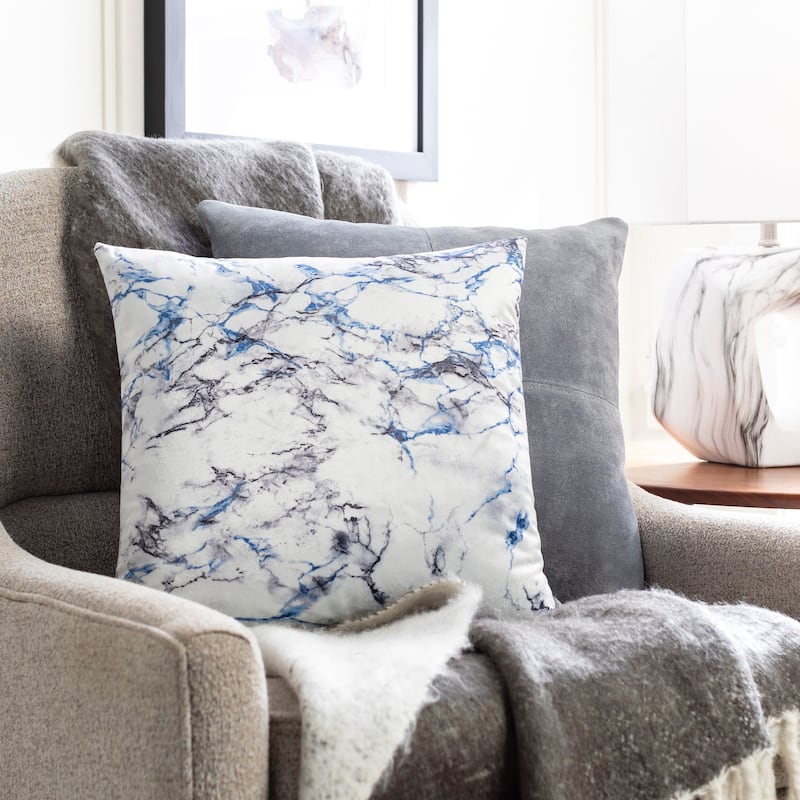 Artistic Weavers Leena Modern Marble Velvet Throw Pillow - 20"H x 20"W - Cover Only