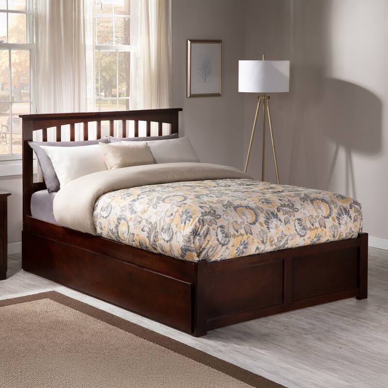 Mission Platform Bed with Footboard and Twin XL Trundle