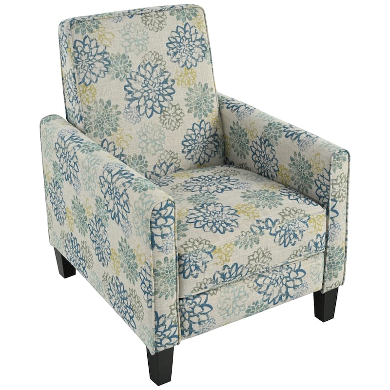 Recliner Chair with Adjustable Push-Back Mechanism, Armchair with Wood Legs, Deep Seating Lounge Chaise Chair