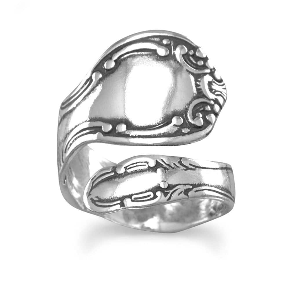 Curata 925 Sterling Silver Vintage Boho Adjustable Spoon Ring