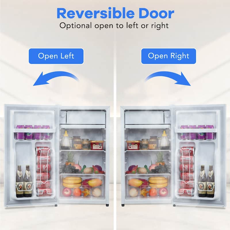 3.2 Cu.Ft Compact Refrigerator with Freezer, Single Door Mini Fridge