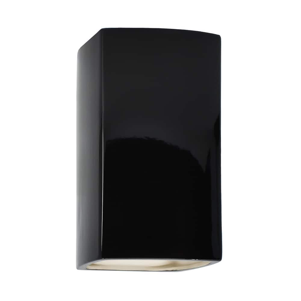 Justice Design Ambiance - Small ADA Rectangle - Closed Top (Outdoor) Wall Sconce - Replaceable Bulb