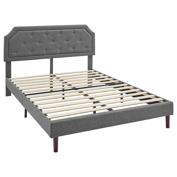 BIKAHOM Upholstered Platform Bed with Button Tufted Headboard, Queen ...
