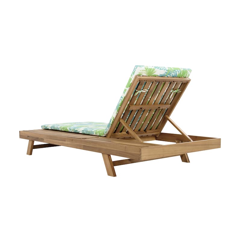Christopher Knight Home - Maribel Modern Outdoor Acacia Wood 4-Position Adjustable Chaise Lounge with Water-Resistant Cushion