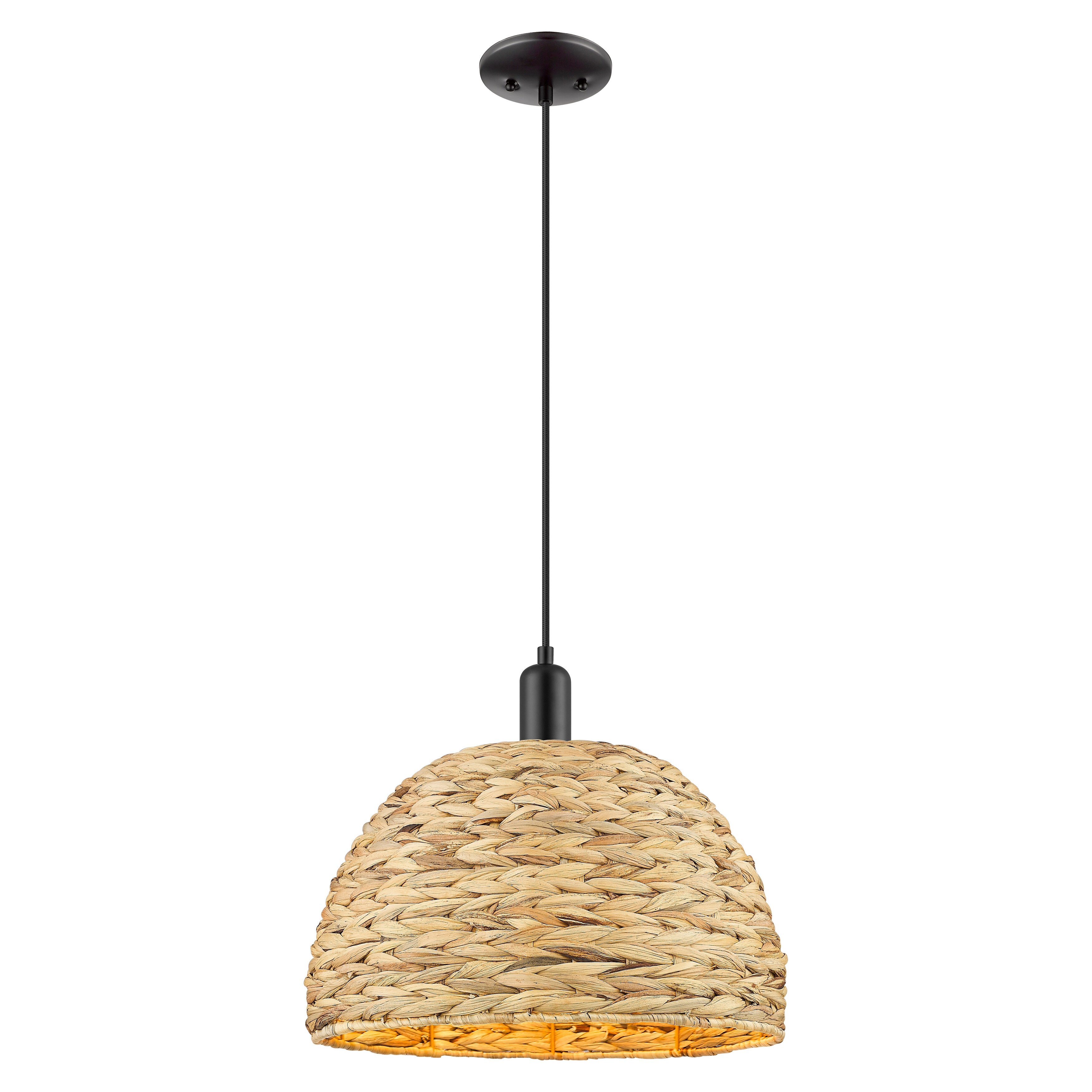 Innovations Lighting Endless Possibilities Arcadia - Woven Rattan - 1 Light 16" Cord Hung Mini Pendant