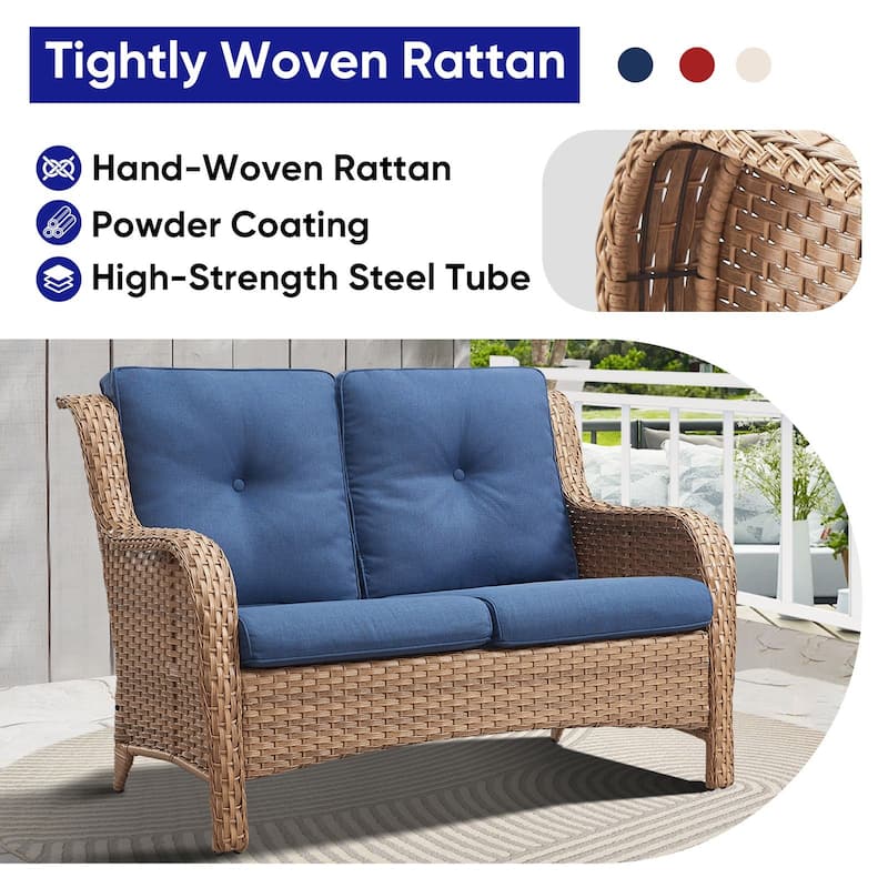 Gymojoy Stylish Patio Loveseat 2 Seat Sofa with Water-Resistant Olefin Cushions