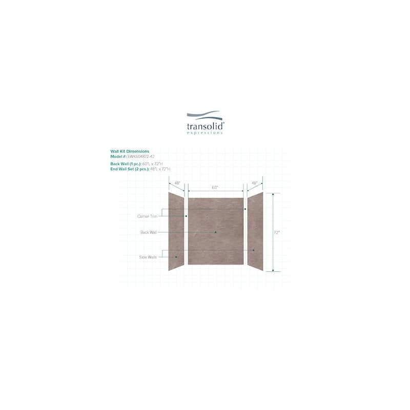 Transolid Expressions 48-in X 60-in X 72-in Glue to Wall Shower/Walls - 60" x 48" x 72"