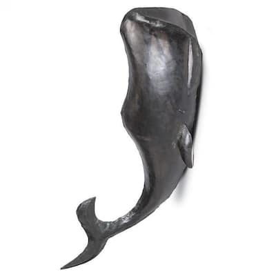 Matte Antique Black Whale Decoration