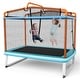 preview thumbnail 1 of 10, 6 Feet Rectangle Trampoline with Swing Horizontal Bar and Safety Net-Orange