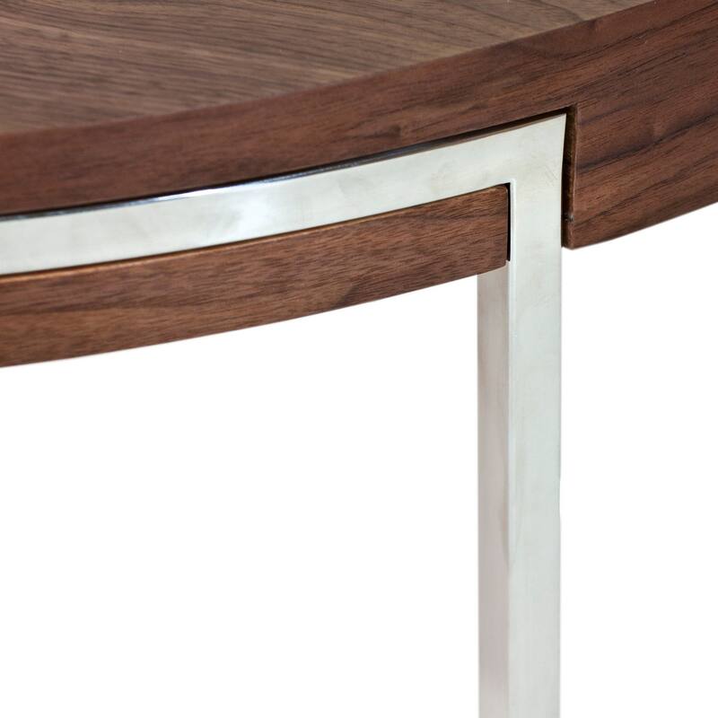 Dami 43 Inch Coffee Table, Round Top, Open Metal Frame, Walnut Brown Finish