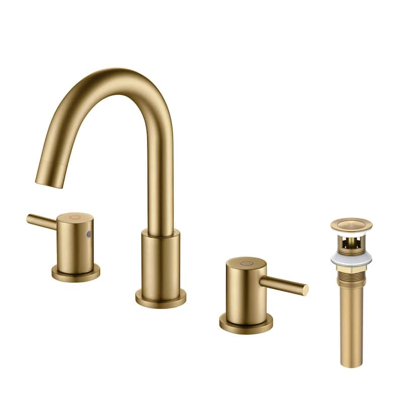 Circular 8-inch Widespread Basin Faucet - Brushed Brass