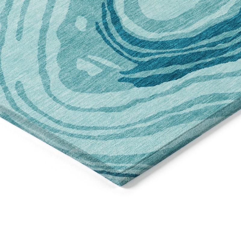 Machine Washable Indoor/ Outdoor Abstract Brushstrokes Chantille Rug