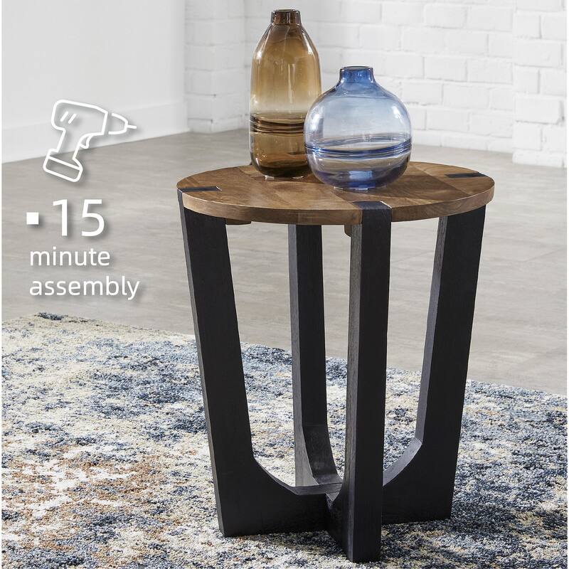 Signature Design by Ashley Hanneforth Brown/Black End Table - 22"W x 22"D x 24"H - 22"W x 22"D x 24"H - Brown/Black - Wood