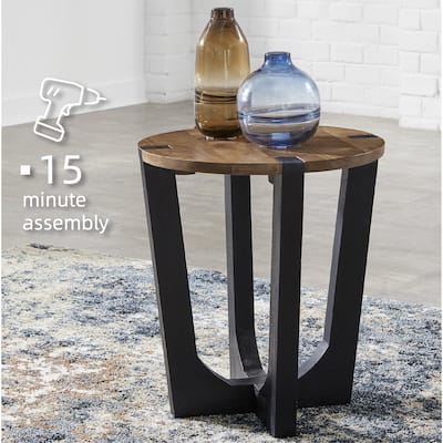 Signature Design by Ashley Hanneforth Brown/Black End Table - 22"W x 22"D x 24"H