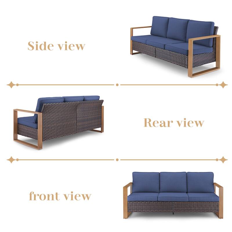 Gymojoy 7 Pieces Rattan Sofa,Gilder Chair, Patio Chair and Ottoman