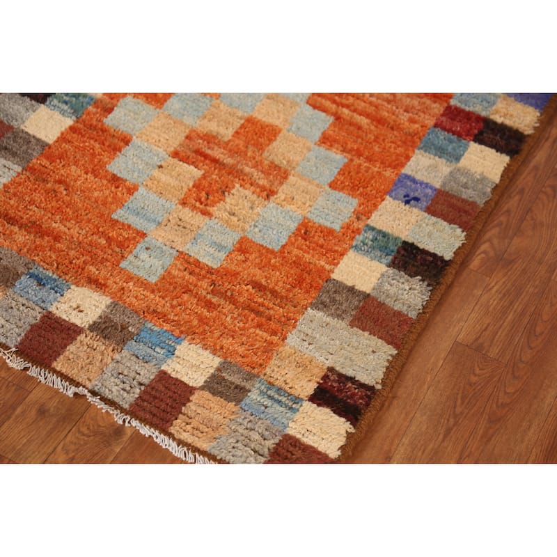 Geometric Moroccan Runner Rug Handmade Wool Carpet - 2'10" x 9'8"